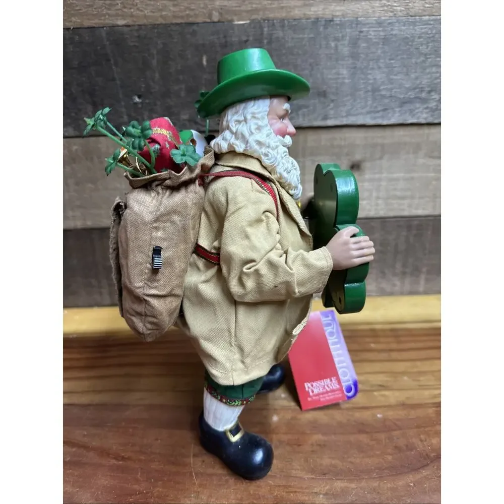 Possible Dreams Clothtique Irish Santa Smiling Eyes 2002 Musical & Lights - Box
